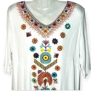 Coco + Jameson White Embroidered Dress Sz XXL  Festival Hippie Beach Bohemian